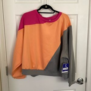 NWT Joy Lab Pink, Orange and Gray Pullover Crewneck Sweatshirt Women’s Size 3X